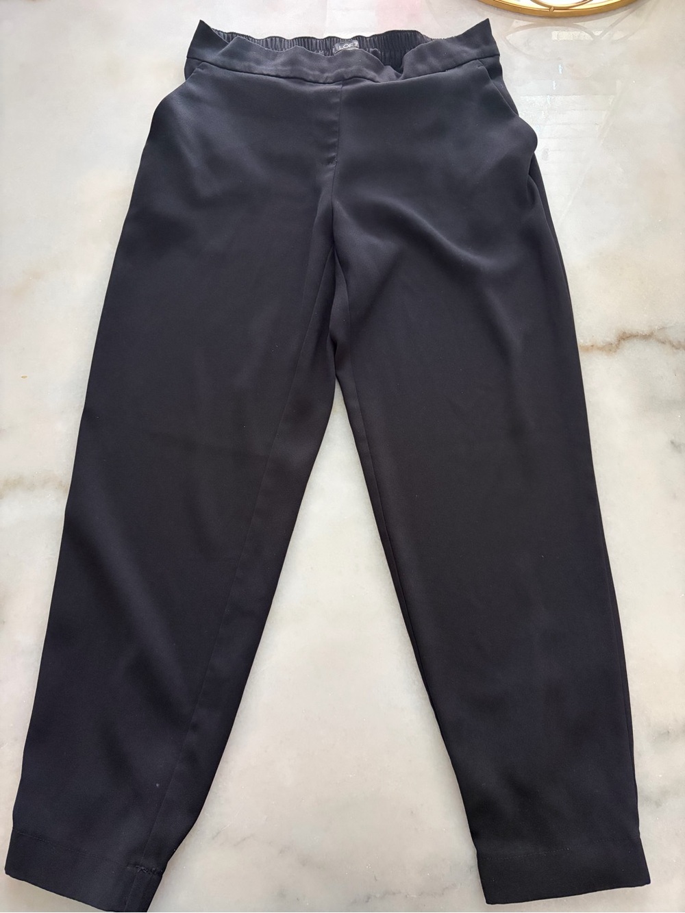 LOFT Black Elastic-Waist Pull-On Pants